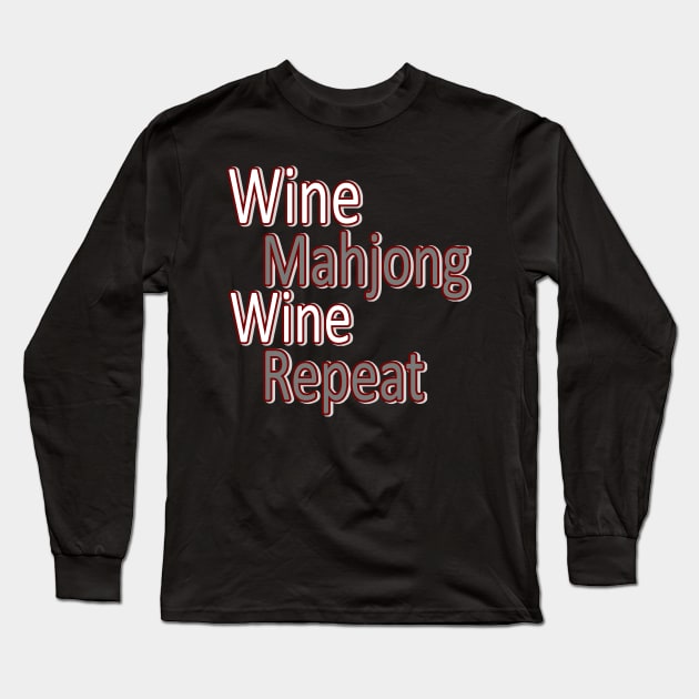 Wine Mahjong Repeat Mah Jong Long Sleeve T-Shirt by DeesDeesigns